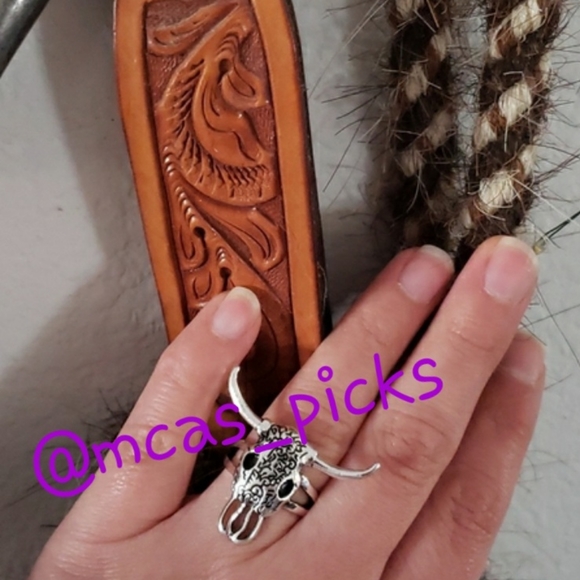 Longhorn Ring. Bull Head Cow Head Steer Head Cowgirl Rodeo Festival Boho Cowboy - Picture 9 of 11